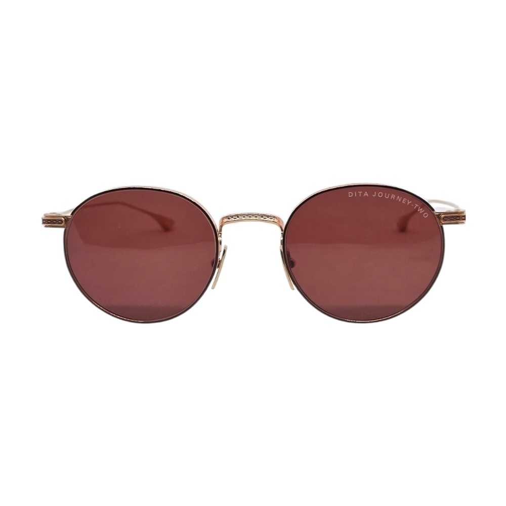 DITA LIMITED Round Sunglasses with Gold Frame and Red Lenses